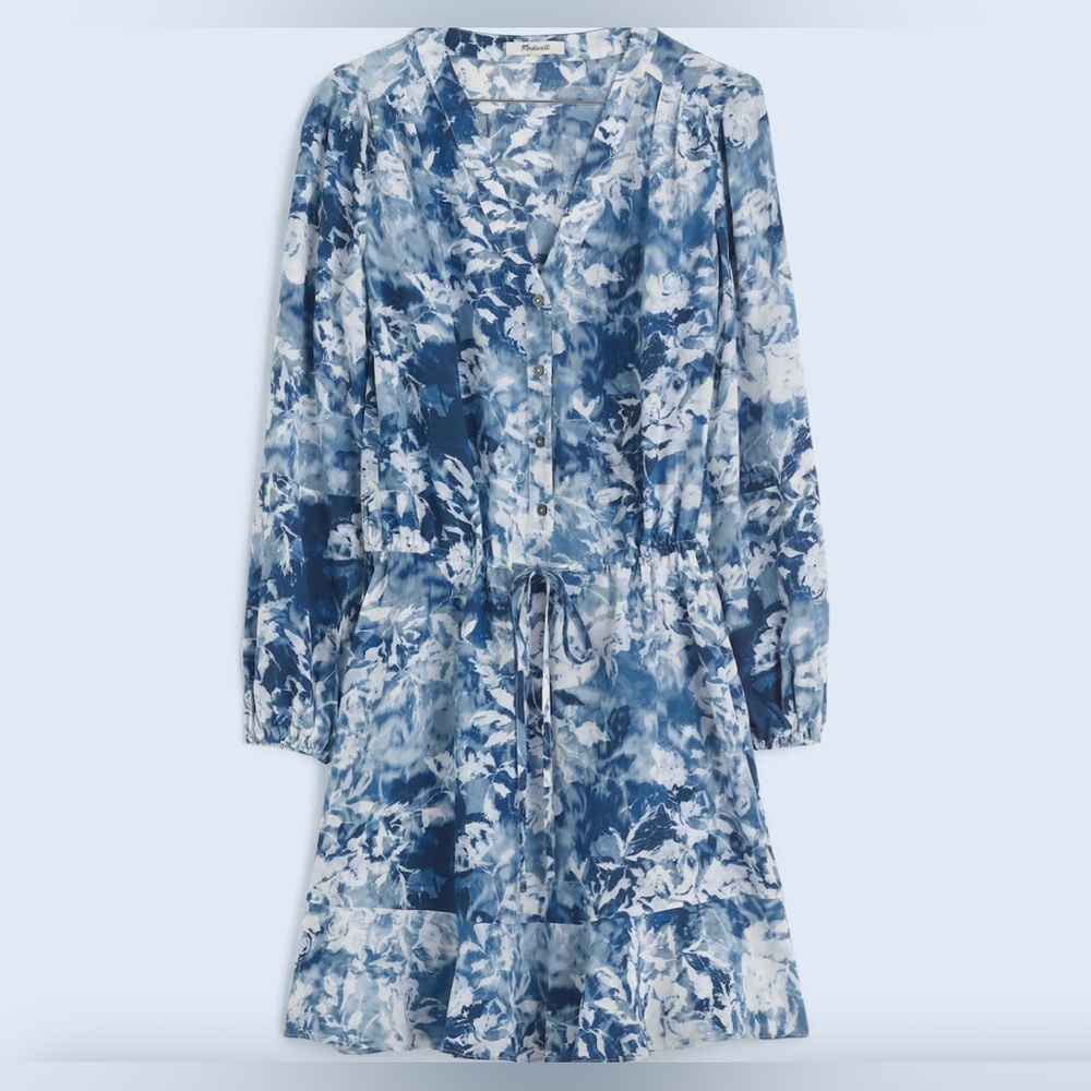 Madewell Tie-Waist Shirtdress in Floral Crepe